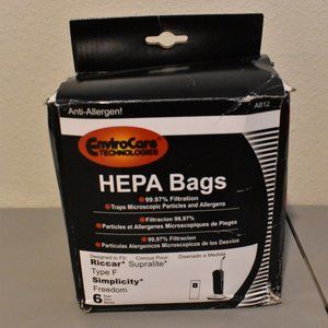 Riccar RSLH-6 Supralite Type F HEPA Filtration Vacuum Cleaner Bags - 6 Pack